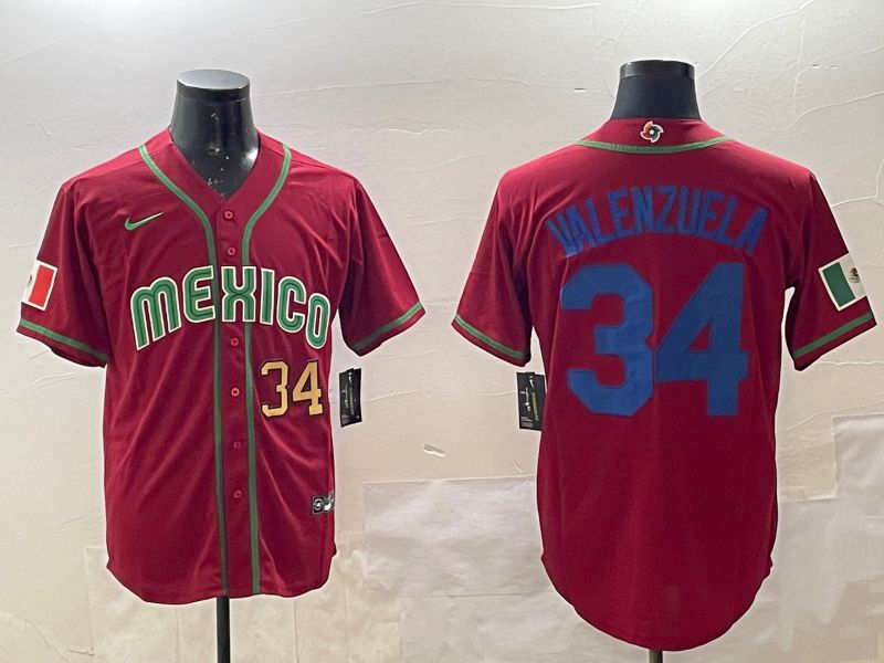 Men 2025 World Cub Mexico #34 Valenzuela Red Nike MLB Jersey style 12